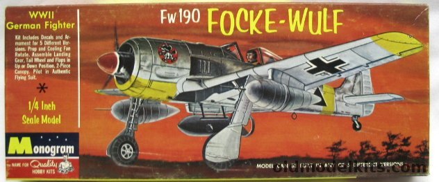Monogram 1/48 Focke-Wulf FW-190 - A-8/R-3 - A-7/R2 - A7/R3 - A-5/U8 - A-8/R1 - A-5/U3 Tropical - Four Star Issue, PA107-100 plastic model kit